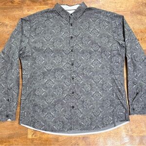 JB Holt Athletic Fit Men's Long Sleeve Button Up Shirt XXL Gray/Black